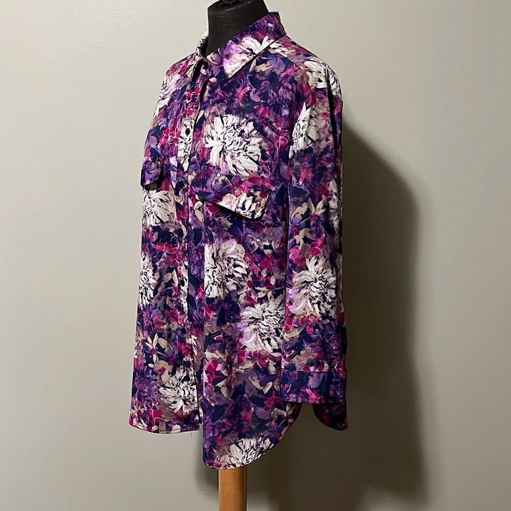 White Stag Women's Multicolor Floral Print Button-Up Blouse Size XL (16-18) - Picture 3 of 11